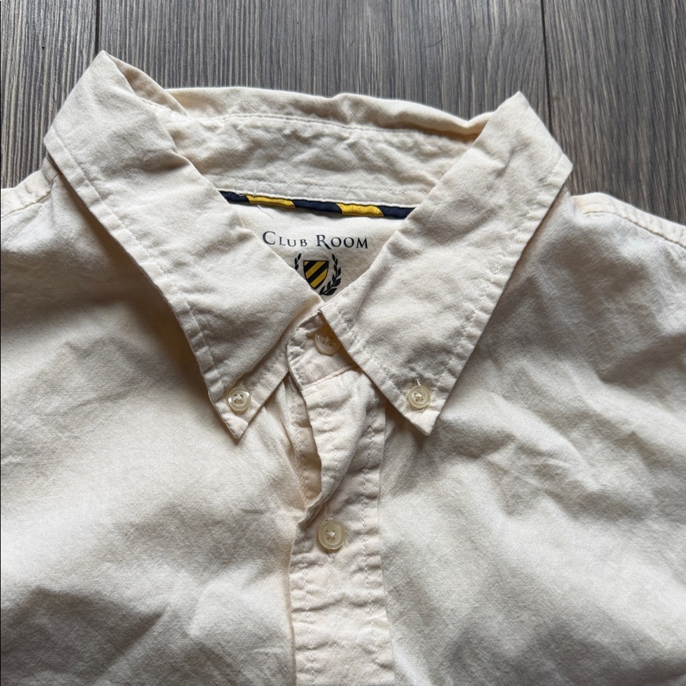 Club Room Men's Cream Long-Sleeve Button-Down Shirt - Picture 3 of 7